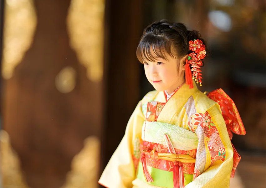 境内での家族写真